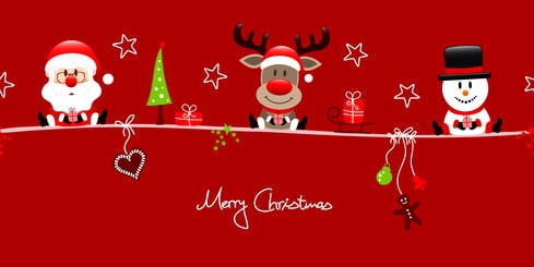 Santa, Rudolph & Snowman Symbols Red